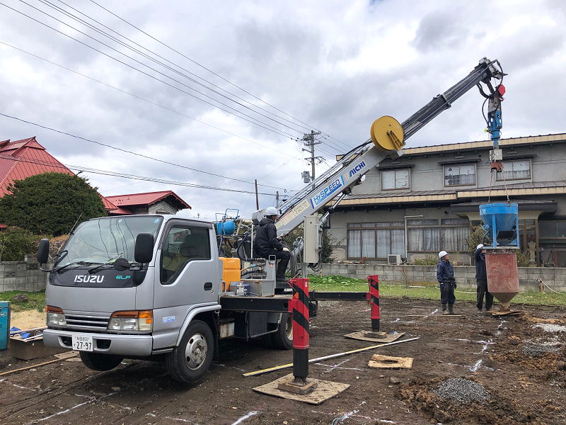 地盤改良工事を行いました。(弘前市豊田)